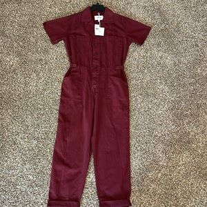 NWT Pistola Grover Washed Jumpsuit in Merlot Burgundy Sz L